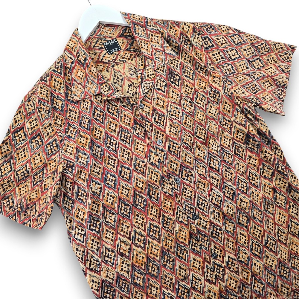 Todd Snyder Button Front Shirt Mens L Multicolor Geometric Diamond Cotton